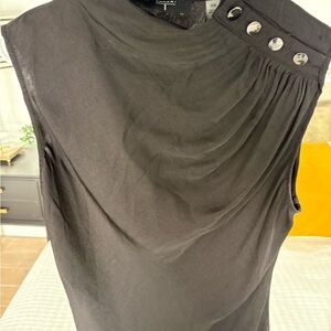 T Tahari Black Button-Accent Blouse